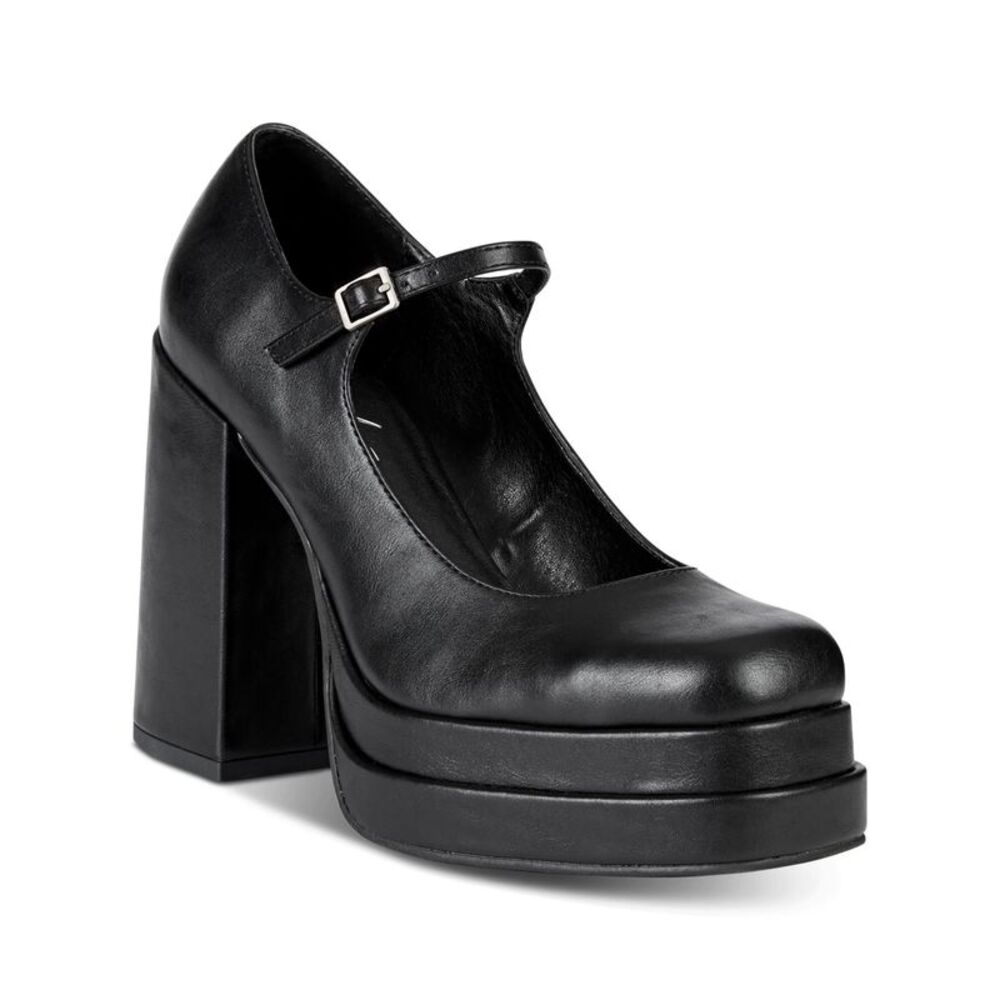 WILD PAIR Womens Black 1-1/2" Platform Octavia Toe Block Heel Mary Jane 8.5 M